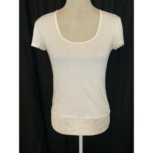 Theory Womens Solid White Round Neck Short Sleeve Top T Shirt Large